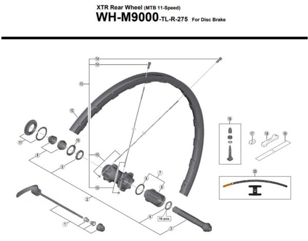 שפיץ לגלגלי Shimano WH-M9000 באורך 279 מ"מ