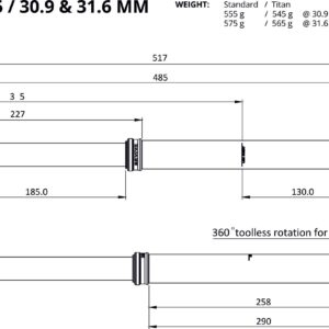 מוט אוכף מתכוונן דרופר אורך 185 קוטר 30.9 בייקיוק ריבייב 2.0 Bikeyoke Revive