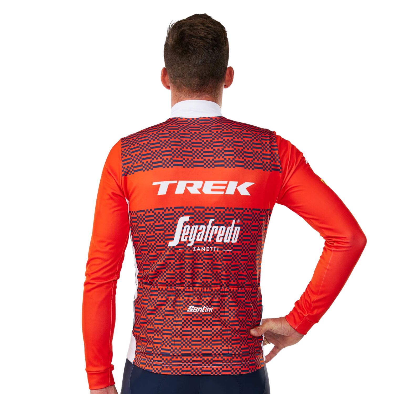 TREK Santini Segafredo 長袖 Sサイズ (赤/白) TREK Santini Segafredo 長袖 Sサイズ (赤/白) חולצת רכיבה תרמית