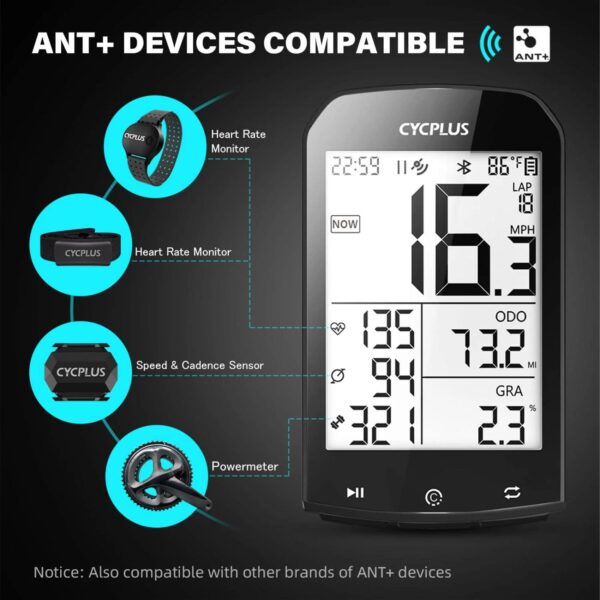מחשב דרך לאופניים אלחוטי Cycplus M1 GPS